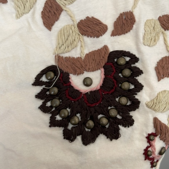 Johnny Was Joystick embroidered studded floral v-neck tee S - Picture 7 of 9